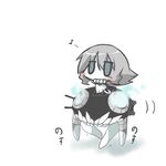  bad_id bad_pixiv_id blush_stickers chibi commentary_request eighth_note goma_(gomasamune) headgear_removed kantai_collection musical_note shinkaisei-kan short_hair silver_eyes silver_hair simple_background sitting sketch solo translation_request white_background white_skin wo-class_aircraft_carrier 