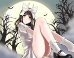  alternate_color alternate_costume animal_ears bad_id bad_pixiv_id bat black_hair bobby_socks bow constantia_cantacuzino dress full_moon goji_(five_clock) hair_bow long_hair mary_janes moon shoes short_sleeves single_shoe sitting smile socks solo tail tree white_bow white_dress wolf_ears wolf_tail world_witches_series yellow_eyes 