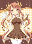  book breasts brown_eyes brown_hair duel_monster gagaga_clerk hair_ornament holding large_breasts long_hair looking_at_viewer lowres riria_(happy_strawberry) smile solo teapot thighhighs twintails very_long_hair yuu-gi-ou zettai_ryouiki 