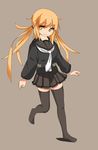  bad_id bad_pixiv_id black_dress blonde_hair dress highres hoto_hakku kantai_collection long_hair long_sleeves ponytail satsuki_(kantai_collection) smile solo yellow_eyes 