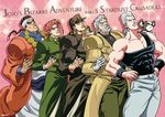  bad_id bad_pixiv_id dog gabriel_(dadaist) iggy_(jojo) jean_pierre_polnareff jojo_no_kimyou_na_bouken joseph_joestar kakyouin_noriaki kuujou_joutarou male_focus mohammed_avdol multiple_boys pose 