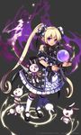  blonde_hair detached_sleeves empew gothic_lolita gyakushuu_no_fantasica hair_ornament lolita_fashion long_hair looking_at_viewer official_art orb original pointy_ears purple_eyes simple_background solo stuffed_animal stuffed_bunny stuffed_toy twintails very_long_hair 