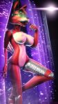  2018 3d_(artwork) animatronic anthro breasts canine digital_media_(artwork) doctorpurple2000 eye_patch eyewear female five_nights_at_freddy&#039;s fox foxy_(fnaf) hi_res looking_at_viewer machine mammal nipples nude open_mouth pussy robot sharp_teeth solo source_filmmaker standing teeth tongue tongue_out video_games 