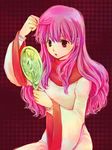  adjusting_hair brown_eyes dragon_quest dragon_quest_ii dress long_hair mirror open_mouth pink_hair princess_of_moonbrook red_eyes solo yukaris 