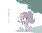  bad_id bad_pixiv_id bird chibi chick food green_eyes long_hair original pointy_ears ponytail popsicle rikumaru shochuumimai solo translated 