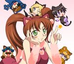  3girls animal_ears cat_ears character_request chibi code_geass kururugi_suzaku lelouch_lamperouge milly_ashford multiple_boys multiple_girls rivalz_cardemonde shirley_fenette yuuki212 