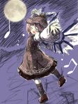  arms_up bad_id bad_pixiv_id closed_eyes happy hat looking_back moon music musical_note mystia_lorelei night nise_nanatsura singing sketch smile solo touhou wings 