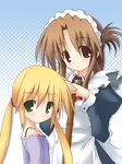  bad_id bad_pixiv_id blonde_hair folded_ponytail green_eyes hayate_no_gotoku! kohinata_sora maid maria_(hayate_no_gotoku!) multiple_girls sanzen'in_nagi twintails 