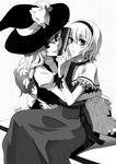  alice_margatroid bad_id bad_pixiv_id greyscale hairband hat kirisame_marisa leona_(pixiv) monochrome multiple_girls touhou 