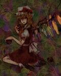  apple bad_id bad_pixiv_id blonde_hair flandre_scarlet food fruit hat looking_back one_side_up open_mouth red_eyes sitting sketch solo touhou tsun_(tsuncha) wings 