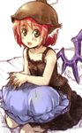  animal_ears bad_id bad_pixiv_id bare_shoulders bed dress kneeling mystia_lorelei nise_nanatsura pillow red_hair short_hair sketch solo sundress touhou wings yellow_eyes 