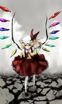  bad_id bad_pixiv_id blonde_hair dress flandre_scarlet gyoniku_sausage hat one_side_up solo touhou wings 