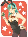  animal_ears aqua_eyes aqua_hair bulma bunny_ears bunnysuit cord-yoshikazu dragon_ball dragon_ball_(classic) dragon_radar pantyhose radar short_hair solo 