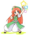  bad_id bad_pixiv_id blue_eyes hat hong_meiling long_hair nekoyama red_hair solo star touhou 