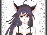  ahoge animal_ears artist_request bakemonogatari bare_shoulders black_hair brown_eyes camisole cat_ears long_hair monogatari_(series) senjougahara_hitagi solo 