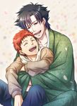  black_hair emiya_kiritsugu emiya_shirou fate/zero fate_(series) father_and_son japanese_clothes kimono multiple_boys red_hair tsurumura_ichiru 