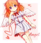  angel_wings bad_id bad_pixiv_id bow bowtie bracelet dress frown fukkura gekkan_shoujo_nozaki-kun hair_bow heart jewelry leg_garter long_hair looking_at_viewer orange_hair purple_eyes red_bow sakura_chiyo solo white_dress wings 