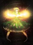 absurdres dress electricity evil_grin evil_smile ghost_tail green_dress green_eyes green_hair grin hat highres kitayuki_kajika looking_at_viewer outstretched_arms smile soga_no_tojiko solo tate_eboshi touhou 