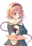  blush bou_shaku eyeball hairband heart komeiji_satori letter love_letter pink_hair short_hair simple_background solo third_eye touhou white_background 