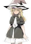  adapted_costume black_dress blonde_hair braid dress hat kirisame_marisa looking_at_viewer military military_uniform necktie puffy_short_sleeves puffy_sleeves short_sleeves single_braid sinzan sketch solo touhou uniform witch_hat yellow_eyes 
