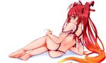  artist_request ass bare_shoulders barefoot bra frilled_bra frills hair_ornament long_hair lya_nko mitsuka_souji ore_twintail_ni_narimasu red_hair shadow simple_background solo tail_red tailred twintails underwear white_background 