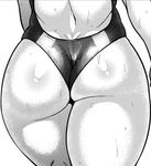  ass ass_focus back close-up competition_swimsuit greyscale monochrome one-piece_swimsuit screentones solo swimsuit synecdoche thick_thighs thighs walking wedgie wet 