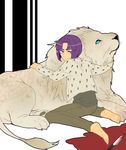  barefoot blue_eyes bob_cut bruno_buccellati jojo_no_kimyou_na_bouken kankitsu_(94rz) lion purple_hair 