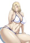  1girl bikini black_beat blonde_hair blue_eyes breasts hair_over_one_eye highres large_breasts lips looking_at_viewer majestic_prince serious short_hair solo suzukaze_rin swimsuit 