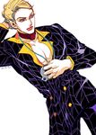  blonde_hair catsizuru formal jewelry jojo_no_kimyou_na_bouken lips male_focus necklace prosciutto solo suit 