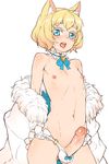  animal_ears bad_id bad_tumblr_id banned_artist blonde_hair blue_eyes blush bow cat_ears choker commentary_request cowboy_shot erection heart highres ian_cervis male_focus navel nipples open_mouth original otoko_no_ko panties penis simple_background solo sweat underwear white_background xil 
