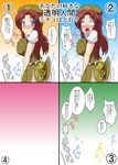  ahegao blue_eyes blush braid china_dress chinese_clothes commentary dress fucked_silly hat highres hong_meiling invisible long_hair mikazuki_neko red_hair star touhou translated twin_braids 