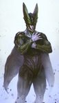  android armor cell_(dragon_ball) crossed_arms dragon_ball dragon_ball_z helmet highres insect_wings jimmy_xu male_focus muscle no_gloves perfect_cell realistic signature solo standing white_skin wings 