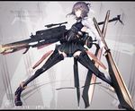  bike_shorts bow_(weapon) brown_hair character_name crossbow flat_chest flight_deck full_body grid gun headgear highres huge_weapon kantai_collection letterboxed long_sleeves marumoru pleated_skirt ribs rifle serious skirt sniper_rifle solo spread_legs standing taihou_(kantai_collection) thighhighs weapon yellow_eyes 