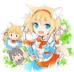  :&gt; alice_margatroid animal_ears blonde_hair blue_eyes cat_ears cat_tail chibi hairband ichizen_(o_tori) kemonomimi_mode long_hair mouse_ears multiple_girls nazrin open_mouth revision shanghai_doll short_hair tail touhou 