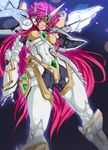  absurdres commentary_request emerald gem gold_trim highres juubaori_mashumaro long_hair looking_at_viewer mecha_musume pink_hair science_fiction solo super_robot_wars super_robot_wars_original_generation super_robot_wars_the_lord_of_elemental valsione very_long_hair 