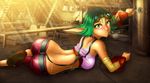  1girl ass clothed clothes goggles green_eyes green_hair jak_and_daxter keira_hagai solo suspenders wrench yuqoi 