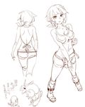  ass backless_outfit bare_back bare_shoulders boots gen_3_pokemon higana_(pokemon) pokemon pokemon_(creature) pokemon_(game) pokemon_oras rayquaza short_shorts shorts sketch translation_request zaitsu 