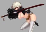  bad_id bad_pixiv_id breasts dungeon_and_fighter female_slayer_(dungeon_and_fighter) happening18 katana large_breasts nipples red_eyes short_hair solo sword thighhighs weapon white_hair 