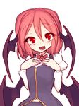  demon_wings flat_chest hands_on_own_chest head_wings koakuma kuresento red_eyes red_hair solo sweatdrop touhou wings 