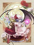  bat_wings blonde_hair blue_hair commentary_request doll_hug dress energy_ball flandre_scarlet flower holding_hands lunamoon mary_janes multiple_girls pink_dress pink_eyes puffy_short_sleeves puffy_sleeves red_dress red_flower red_rose remilia_scarlet rose shirt shoes short_sleeves siblings sisters sitting smile stuffed_animal stuffed_toy symmetry teddy_bear touhou white_flower white_rose wings wrist_cuffs 