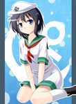  anchor black_hair blue_eyes hat highres murasa_minamitsu neckerchief sailor sailor_collar sailor_hat short_hair sitting smile solo ten203159 touhou 