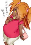 :p akimichi_chouchou bag bracelet candy capri_pants dark_skin food hair_bobbles hair_ornament hair_over_one_eye handbag jewelry lollipop long_hair looking_at_viewer naruto naruto_(series) orange_hair pants pinky_out solo tetta_(tetta03) tongue tongue_out translated two_side_up white_background yellow_eyes 