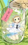  alice_(wonderland) alice_(wonderland)_(cosplay) alice_in_wonderland apron blush brown_hair cosplay full_body grass green_eyes hairband himeno_kanon idolmaster idolmaster_side-m male_focus mary_janes md5_mismatch miniboy mushroom otoko_no_ko rice_(rice8p) shoes solo 