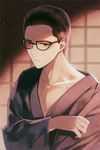  bad_id bad_pixiv_id black_eyes black_hair glasses japanese_clothes joseph_oda kimono male_focus solo the_evil_within yasuda_(fareast_blade) 