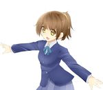  brown_eyes brown_hair hirasawa_ui k-on! outstretched_arms ponytail short_hair solo sonyntendo spread_arms 