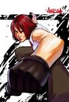  black_gloves gloves lips lipstick makeup necktie pants punching red_hair rejean_dubois short_hair sleeveless solo suspenders the_king_of_fighters vanessa_(king_of_fighters) 