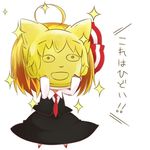  blonde_hair hair_ribbon jagabutter mask necktie new_mask_of_hope pointy_hair red_neckwear ribbon rumia shirt short_hair skirt solo sparkle touhou toyosatomimi_no_miko translation_request vest 