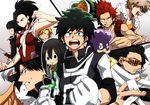  aizawa_shouta asui_tsuyu bad_id bad_pixiv_id bakugou_katsuki black_eyes black_hair bodysuit boku_no_hero_academia frog_girl gloves iida_tenya jirou_kyouka kaminari_denki kirishima_eijirou long_hair midoriya_izuku mineta_minoru monster_girl multiple_girls shouji_mezou tongue yagiushi_(sinnpatilove) yaoyorozu_momo 