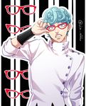 blue_hair ghiaccio glasses holiday-jin jojo_no_kimyou_na_bouken male_focus red-framed_eyewear solo 