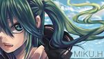  bad_id bad_pixiv_id character_name floating_hair green_eyes green_hair hatsune_miku highres long_hair nakiyu open_mouth side_ponytail solo vocaloid 